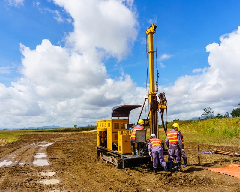 IRH technical services team conducting field drilling for mineral exploration