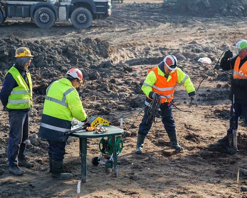 IRH specialists analyzing subsurface data using geophysical survey equipment